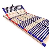 Stabiler Lattenrost 100% BUCHE Lattenrahmen - Kopfteil verstellbar - SCHULTERFRÄSUNG, 7 Zonen, 42 Federleisten, Härte-Regulierung, Mittelgurt - Vario Sleep Best 42® unmontiert (100x200cm)