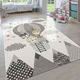 Paco Home Teppich Kinderzimmer Junge Mädchen Kinderteppich Spielteppich Kurzflor Regenbogen Bauernhof Einhorn Schmetterling Hase, Grösse:120x170 cm
