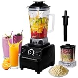 1500 W Standmixer, 2 L professioneller Mixer, Smoothie-Maker-Kombination mit 600 ml Mahlbecher, 6 scharfe Klingen, Hochleistungsmixer für Smoothies, Milchshakes, gefrorene Getränke, Saucen