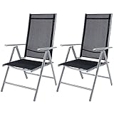 Casaria® Gartenstühle 2er Set Hochlehner Klappbar 8-Fach Verstellbar Camping Stuhl Aluminium Wetterfest Klappstuhl 120kg Belastbarkeit Garten Balkon