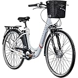 Zündapp Z517 700c E-Bike E Cityrad Damenrad Pedelec Elektrofahrrad Damen Fahrrad 28 Zoll (weiß/orange, 48 cm)