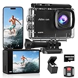 Action Cam 4K60 FPS mit 64GB Karte,8X Zoom 40M Unterwasserkamera,48MP mit EIS Bildstabilisierun wasserdichte Action Camera,Fernbedienung Helmkamera WiFi,2 * 1350 Batterien
