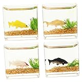4 Stück Puppenhaus Bücher Fischglas Aquarium Tafelaufsatz Tischdekoration Kleine Dinge Miniatur Handwerk Mini Dekoration Miniatur Szenen Zubehör Mini TOYANDONA