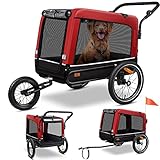 KESSER® Hundeanhänger Boxer 3-in-1 Hundebugg & Jogger Fahrradanhänger groß ca. 240 Liter Volumen, gefedert, Material: 600D Oxford Canvas, SmartSpace Concept, maximale Belastbarkeit: 40 kg Rot