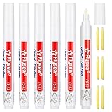 Jarcynious 6 Stück Fugenstift Weiß mit Ersatzspitze, Fugenweiß Stift für Fliesen im Badezimmer, Fugenweiss Bad Wasserfest, Fugenstift Fugenmörtel, Fugen Reparatur Stift für Fliesen, Wand, Boden