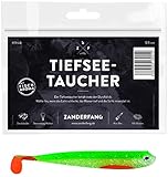 Zanderfang Gummifische 12,5 cm Chartreuse – 4er UV-aktive Gummiköder für Zander, Hecht & Dorsch