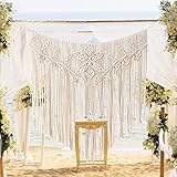 Boho Makramee Wandbehang, Makramee Wandteppich, gewebte Wandteppich, moderne schicke gewebte Kunst, böhmische Baumwolle handgemachte Wohnkultur, Perlen Wandkunst für Hochzeit (39''X38 '')