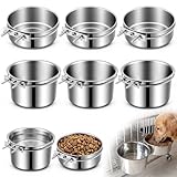 LemonRoad 6 Stück Hundekäfig-Wassernapf, kein Verschütten, Edelstahl, große hängende Hundehütte, Wasser-Futterschüssel, befestigbare Metall-Futterschale für mittelgroße und große Hunde
