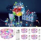 5 Stück LED Lichterkette mit Timer, 2M 20LEDs Farbige Lichterketten Batteriebetrieben, IP65 Wasserdicht, Innen/Außen Lichterkette für Weihnachten, Schlafzimmer, Party, Hochzeit, Baumdekoration