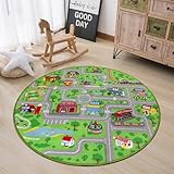 Capslpad Kinder Spielmatte ø120cm rutschfeste Kinderteppich Spielmatte für Spielzeugautos Waschbar Stadt Straßen Kinder Spielteppich Interaktives Auto Teppich für Kinde Spielzimmer Schlafzimmer Dekor