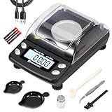 UNIWEIGH Digitale Milligramm-Waage,feinwaage 0.001g/50g,Präzisions-Mg-Waage für Pulver,Gold,Schmuckwaage,Mikro-Gramm-Waage mit 6 Einheiten,Tara,Cal Weight, Taschenwaage mit USB&Batteriebetrieb