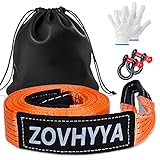 ZOVHYYA Abschleppseil Abschleppseil PKW 5M x 5CM 8T Abschleppschlinge Notfall-Abschleppgurt Dicker und Breiter Nylon-Abschleppseil mit Zwei dicken U-förmigen Haken Handschuhen Für Autos, SUVs, LKW