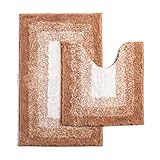 Badezimmerteppiche und -matten-Sets, 2 Stück ultraweiche Mikrofaser-Badematte und U-förmiger WC-Vorleger, wasserabsorbierend und rutschfester Dusch-Badteppich für Badezimmer, Badewanne und Dusche