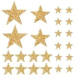 Andibro 24 Stück Stern Aufbügelbilder Aufkleber, Gold Strass Sterne Zum Aufbügeln Strass Star Applikation Aufnäher Glitzerstern Aufnäher Bügelbilder zum aufbügeln für Kleidung DIY Rucksack Hut Jeans