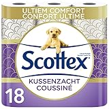 Scottex gepolstertes Toilettenpapier, 18 Rollen, besonders bequem und weich – 100 Prozent recycelbare Verpackung
