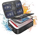 Feuerfeste Dokumententasche mit Schloss,36x27x10cm 3-lagige Wasserdicht Dokumentenbox,Aktenaufbewahrungsbox,Büro,Zuhause,Reisen Tragbare Aktentasche zur Aufbewahrung Wichtiger Dokumente,Reisepässe