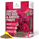 LERAVA® Rosendünger BIO und Dünger für Blühende Sträucher - 800g - Förderung von Kräftigem Wachstum und Leuchtenden Farben - Langzeitdünger für Gartenrosen - Bio Qualität 100% Made in Italy