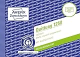 AVERY Zweckform 1250 Quittungsblock (A6 quer, 100 Blatt, fälschungssicher, separat ausgewiesene MwSt., mit 1 Blatt Blaupapier, für Deutschland und Österreich) weiß