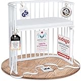 babybay Boxspring Beistellbett aus massivem Buchenholz / kompakt & verwandelbar / Kinderbett Höhe stufenlos verstellbar & umweltfreundlich / mitwachsendes Babybett (weiß lackiert) / inkl. Matratze
