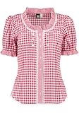 OS Trachten Damen Bluse Kurzarm Trachtenbluse mit Rundhalsausschnitt Poror, Größe:42, Farbe:mittelrot