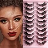 Lashes Falsche Wimpern Cat Eye 10 Paare D Curl Fake Lashes 3D Fluffy Strip Wimpern Künstliche Wimpern Wiederverwendbare Natural Lashes von JUINGIO (Cat Eye Lashes Fluffy)