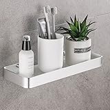 Hoomtaook Duschregal aus gehärtetem Glas, rechteckig, Organizer für Dusche, Aufbewahrung ohne Nägel, ohne Schäden, Aluminium, rostfreier Korb für Küchenzubehör