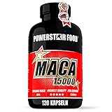 Powerstar MACA 15000 | 120 Maca-Kapseln hochdosiert & vegan | Mit reinem Bio-Maca-Wurzel-Extrakt (20:1) & Vitamin C | 2-Monats-Vorrat | Deutsche Herstellung | Sport Supplement für Männer & Frauen