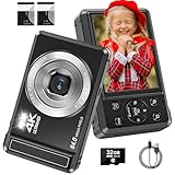 4K Digitalkamera für Fotografie, 64MP 2.8' Autofokus Vlogging Kamera Tragbare Kompakte Kamera mit 32GB SD-Karte für Jungen, Mädchen, Kinder, Anfänger, Teenager mit 16X Digitalzoom und 2 Batterien
