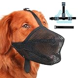 Maulkorb für große Hunde, Atmungsaktive Haustier Maske Hundetraining, Maulkorb mittlere Hunde mit Klettverschluss, Maulkorb für Kleine Mittlere große Hunde (L)