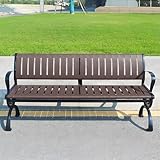 Generisch 2-Sitzer Gartenbank Wetterfest, Parkbank Terrasse Sitzbank Holzbank Gartenmöbel Sitzbank Hausbank Mit Metallbeine Für Veranda Wintergarten Hof 120/150/180cm(Mit Rückenlehne,150cm)