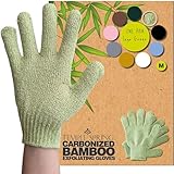Temple Spring Peelinghandschuh, Peeling Körper Duschschwamm, Waschhandschuh Körper Sauna Zubehör, Peeling Handschuh, Duschhandschuh Badezubehör für Ingrown Hair, Luffa Handschuh - Salbeigrün