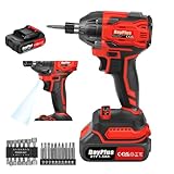 VickyHome Schlagschrauber Mit 1x 1500mAh Akku, 21V Akku Schlagschrauber 300N.m Impact Wrench Akku Schrauber, LED-Arbeitslicht, 14 Stecknüsse für Auto Reifenwechsel