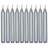 MIJOMA Set Festliche Baumkerzen, Weihnachtskerzen, Pyramidenkerzen, Christbaumkerzen aus Wachs für Weihnachtsbaum, Geburtstagsfeiern und Torten, Lange Brenndauer, Ø11x105 mm (10, Silber Metallic)