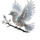 Buntglas-Sonnenfänger für Fenster, hängende Ornamente, Kristall-inspirierte 2D-flache Acryl-Vogel-Hängedekoration, gebeizter Acryl-Vogel-Sonnenfänger für Gärten, Innenfenster (Stil B 1 Stück)