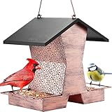 HouseSapp Vogelfutterhaus Vogelfutterspender Metall Vogelhaus zum Aufhängen Futterhaus für Vögel Vogelfutterstation Wildvogelfutter Hängend Futtersäule Wetterfest Balkon Garten