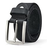 VRLEGEND Ledergürtel Herren Gürtel Leder Vollledergürtel Herrengürtel Jeans-Gürtel Echtleder 3.8cm Breit mit Geschenkbox (Schwarz, Gesamtlänge 105cm)