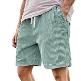 Generisch Cordhose Herren Leicht Sommer Kurze Hosen mit Kordelzug und Elastischem Bund Sommerhose Jorts Short Arbeitshose Jogginghose Strand Cargo Hose Sport Outdoor für Männer