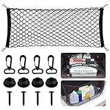 Kofferraumnetz GepäCknetz Auto, 90 X 30 cm Kofferraum Netz, Hochelastisches Kofferraumnetz Auto mit 4 Haken, Universell, Nylon, für die Meisten Autos SUV Wohnwagen, Pickup, LKW, Anhänger, Boot