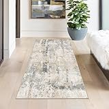 Capslpad Graugold Abstrakter Teppich 80x150cm - Flurläufer, Waschbarer Küchenläufer, Rutschfester Kurzflor, Modern Minimalistischer Kunstwolle Teppich für Wohnzimmer und Schlafzimmer