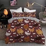 LLSZAHD BettwäSche 200x220 Henne, Ostereier Bettbezug 200x220 3 Teilig mit ReißVerschluss Weich und BüGelfrei BettwäSche-Sets - WendebettwäSche mit 2 Kissenbezug 80x80