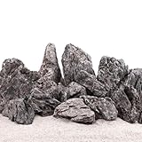AquaOne Aquarium Steine Mini Landschaft I Natursteine Seiryu 1 Stück 0,9-1,8kg I Aquascaping Gestein für Tank I Felsen Dekoration Pagode Rückwand I Deko Aquascape grau