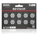 Bevigor 2025 Batterie kompatibel mit Airtag medizinischen und Fitness-Geräten CR2025 Lithium 3V Münzbatterie für Kindersicherheit, passend für Schlüsselanhänger, und mehr (CR2025-10)