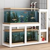 WPWSDWMX Dreistöckiger Aquarienständer mit Verstärktem Stahlrahmen, Rutschfesten Füßen und Pflanzenablage aus Metall – Ideal für Wohnzimmer und Büro(White,110cm/43in)