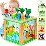 Jojoin MotorikwüRfel Motorikspielzeug ab 1 Jahr - AktivitäTswüRfel Baby Spielzeug ab 1 Jahr - Motorikschleife Kinderspielzeug Montessori Activity Center Holzspielzeug Lernspielzeug füR 1 2 3 Jahr