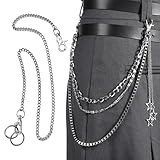 WACH AUF 2 Stück Hosenkette Punk Accessoires Hosen Kette Star Metall Taillenkette Hosenkette Herren Brieftasche Kette Mond Jeanskette Hose Kette Hip Hop Kette für Männer Frauen