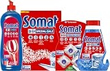 SOMAT 5in1 Spülmaschinen-SET, Klarspüler 750 ml + Maschinenreiniger Tabs 3 Stück + Intensiv-Maschinenreiniger 250 ml + Spezial Salz