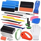 FOSHIO Auto Vinyl Werkzeug Kit Autofolie Rakel Set für Tönungsfolie Auto Wrap, Folien Werkzeug Set für Wrapping, 5M Messerloses Knife Tape, Schaber, Filzrakel, Teflonband, Rakel, Cuttermesser