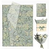 100 Blatt Seidenpapier Grün Vintage William Morris Geschenkpapier Seidenpapier Verpackungsmaterial für Geburtstag Blumenstrauß Papier Babyparty Hochzeit Taufe Kommunion Geschenkverpackung,50x35cm
