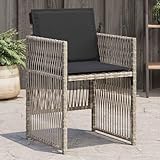 HaoChrymec Gartenstühle mit Kissen 4 STK. Hellgrau Poly Rattan, Gartenmöbel Set, Klappbare Rückenlehne, Relaxsessel Garten, Balkon Stuhl, 50.5 x 54 x 79 cm