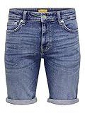 ONLY & SONS Herren Jeans Shorts ONSPly Denim Bermuda mit Aufschlag 22028773 Dark Blue Denim XXL